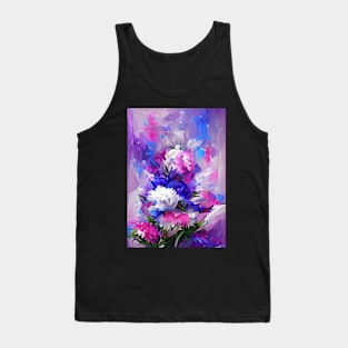 SURREAL PINK, BLUE  AND BLACK FLORAL PRINT Tank Top